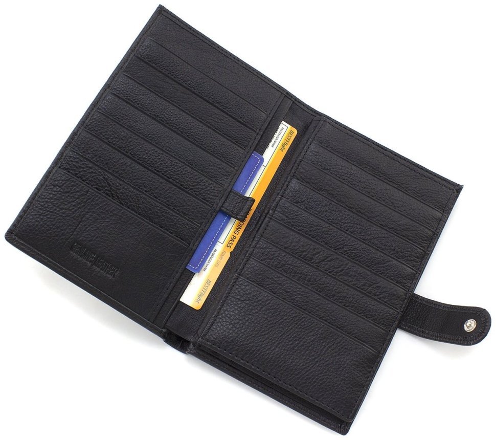 Шкіряне чоловіче портмоне великого розміру зі зручностями під картки та документи ST Leather 73820