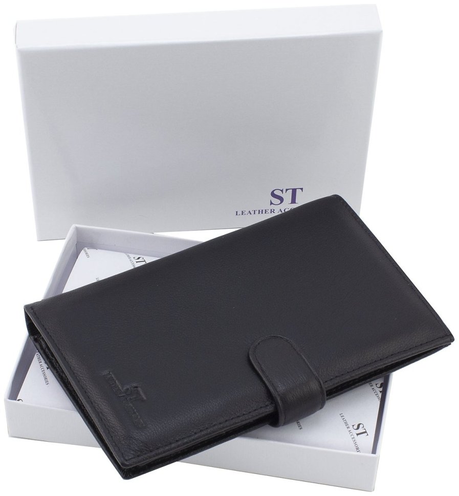 Шкіряне чоловіче портмоне великого розміру зі зручностями під картки та документи ST Leather 73820