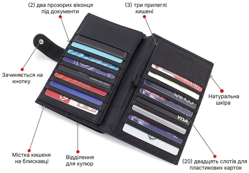 Кожаное мужское портмоне большого размера с удобствами под карточки и документы ST Leather 73820 modnotak фото №4