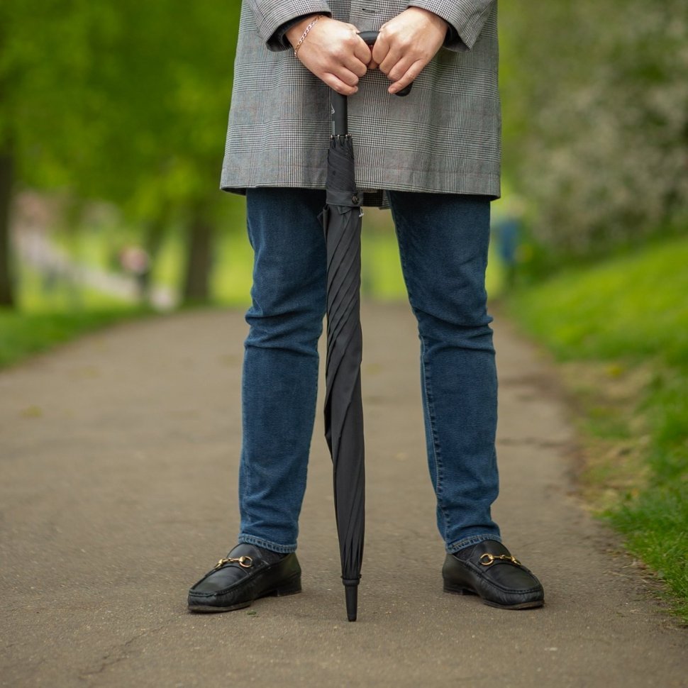 Зонт-трость мужской Fulton Knightsbridge-1 G828 Black (полуавтомат, однотонный черный) 93820 modnotak фото №3