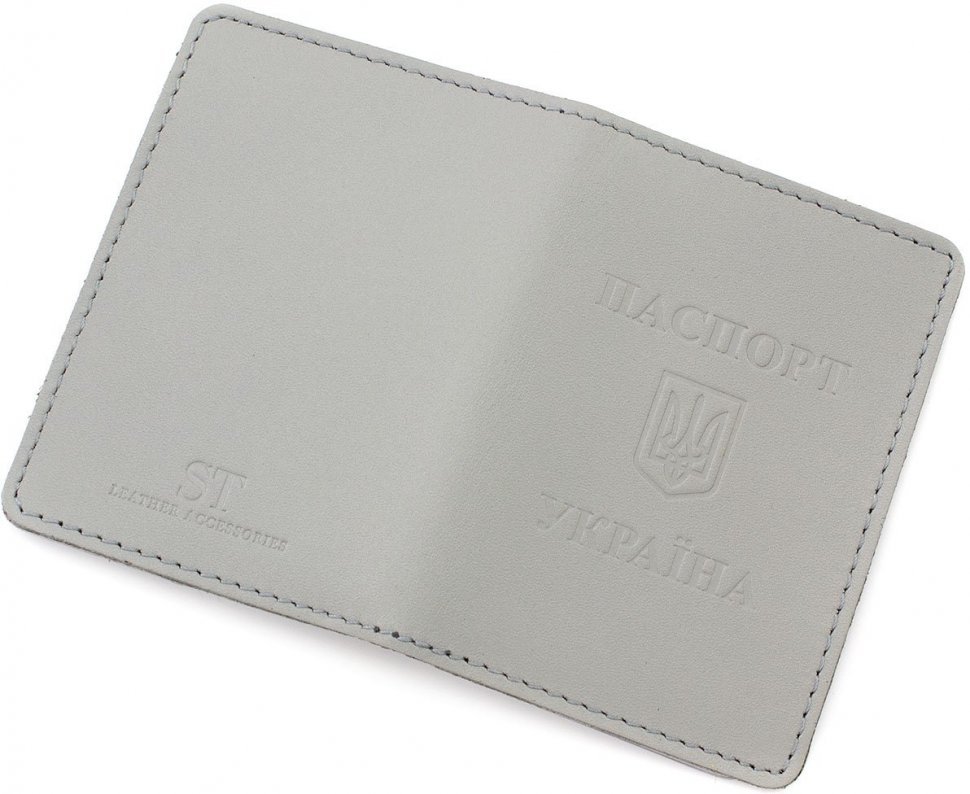 Світло-сіра обкладинка для ID-паспорта з натуральної шкіри ST Leather (16894)