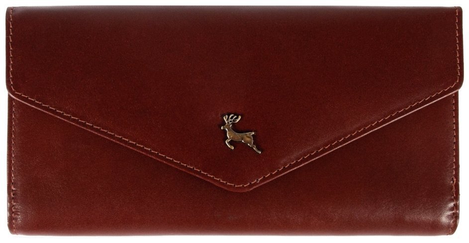 Женский кошелек из натуральной гладкой кожи на кнопке Ashwood V63 94020 коричневого цвета modnotak фото №1