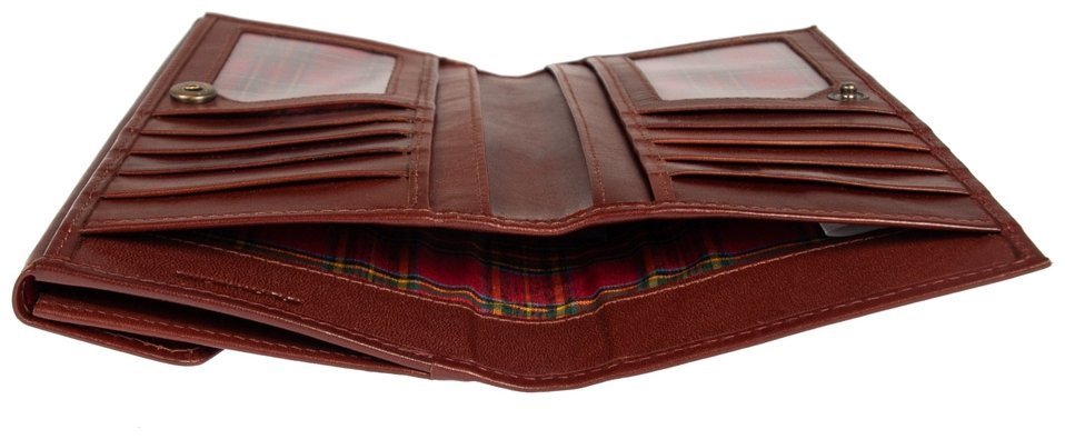 Женский кошелек из натуральной гладкой кожи на кнопке Ashwood V63 94020 коричневого цвета modnotak фото №4