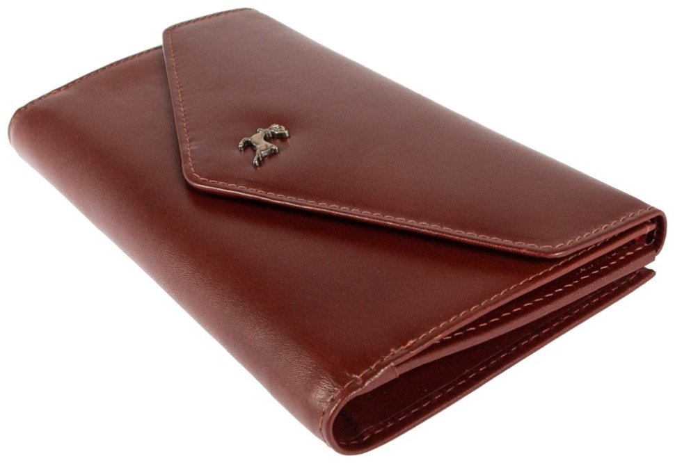 Женский кошелек из натуральной гладкой кожи на кнопке Ashwood V63 94020 коричневого цвета modnotak фото №7