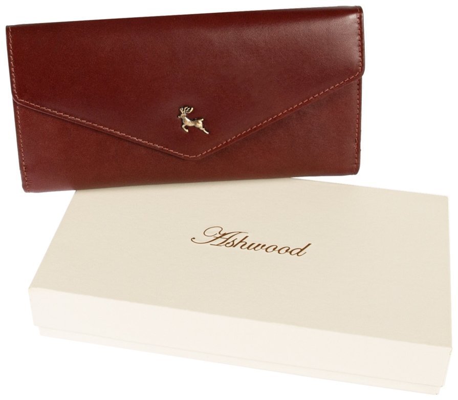 Женский кошелек из натуральной гладкой кожи на кнопке Ashwood V63 94020 коричневого цвета modnotak фото №8