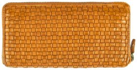 Яскравий плетений жіночий гаманець з натуральної шкіри жовтого кольору Ashwood D81 94120