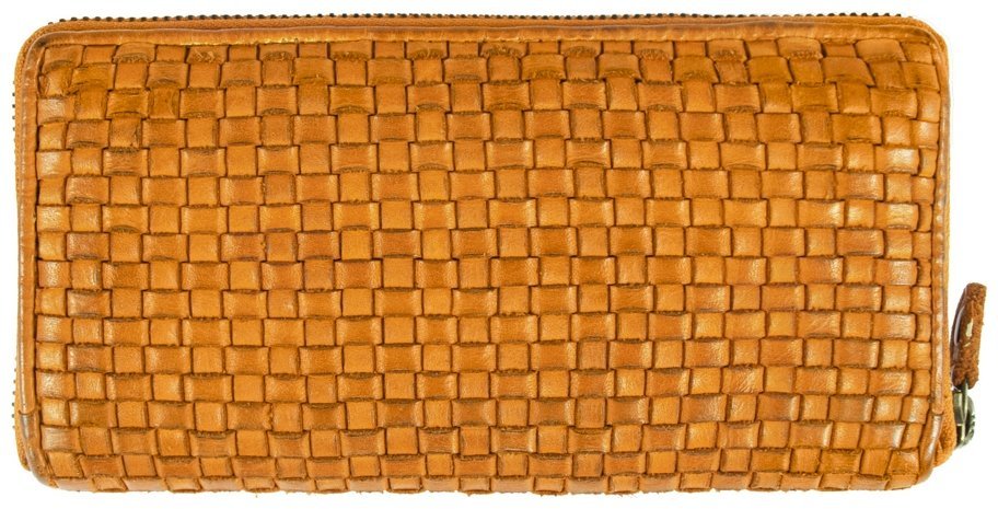Яркий плетенный женский кошелек из натуральной кожи желтого цвета Ashwood D81 94120 modnotak фото №2