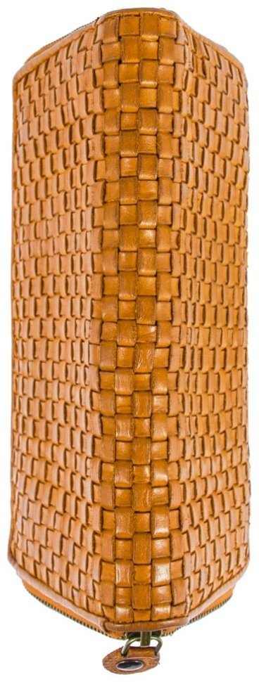 Яркий плетенный женский кошелек из натуральной кожи желтого цвета Ashwood D81 94120 modnotak фото №5