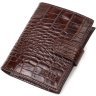 Коричневый мужской бумажник среднего размера из натуральной кожи с тиснением под крокодила BOND (2422003) - 1