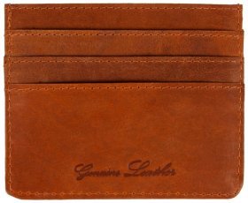 Чоловічий картхолдер з натуральної вінтажної шкіри з відділенням для купюр JCB 94220 рудого кольору
