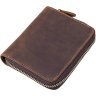 Коричневий чоловічий гаманець з натуральної шкіри під вінтаж на блискавці Vintage (14535) - 1