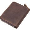 Коричневий чоловічий гаманець з натуральної шкіри під вінтаж на блискавці Vintage (14535) - 2