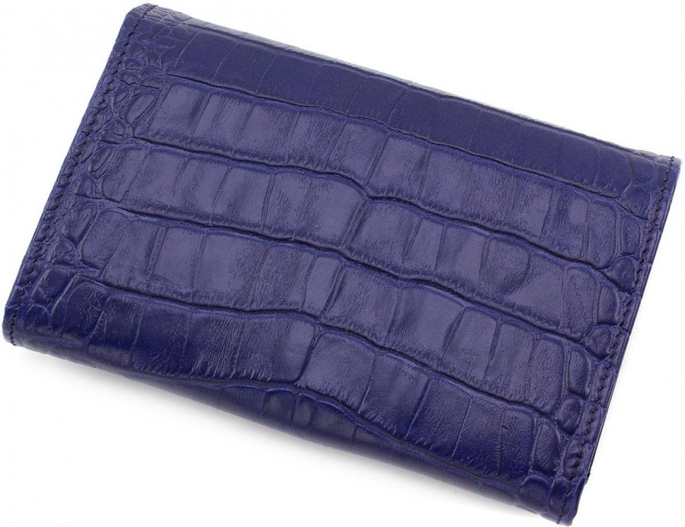 Яскравий гаманець синього кольору з натуральної шкіри на кнопаке Tony Bellucci (10763)