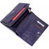 Яскравий гаманець синього кольору з натуральної шкіри на кнопаке Tony Bellucci (10763) - 5