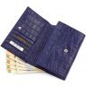 Яскравий гаманець синього кольору з натуральної шкіри на кнопаке Tony Bellucci (10763) - 7
