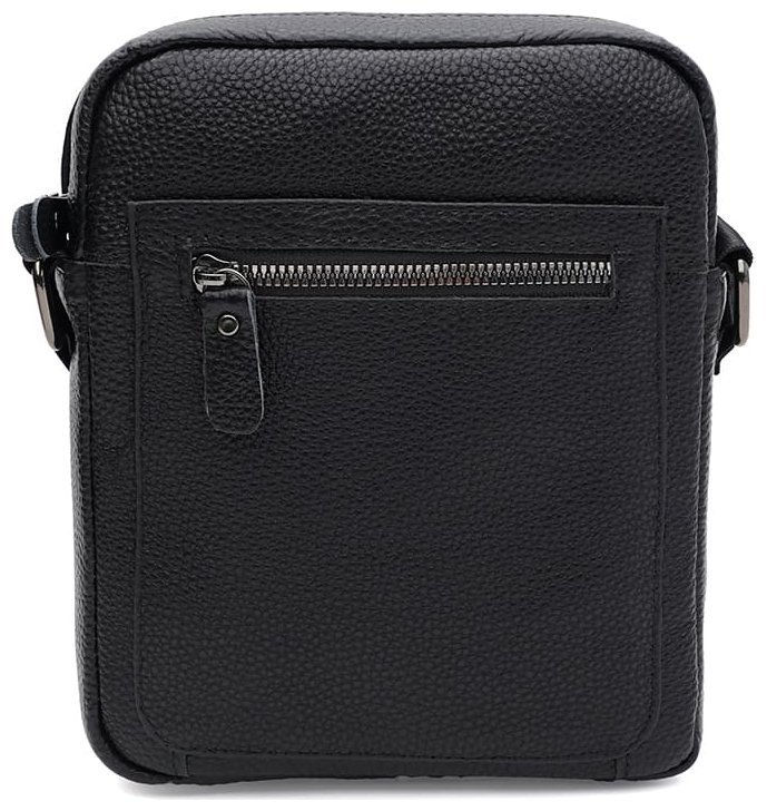 Чоловіча шкіряна сумка з 1 містким відділенням через плече Borsa Leather 104520 чорного кольору modnotak фото №1