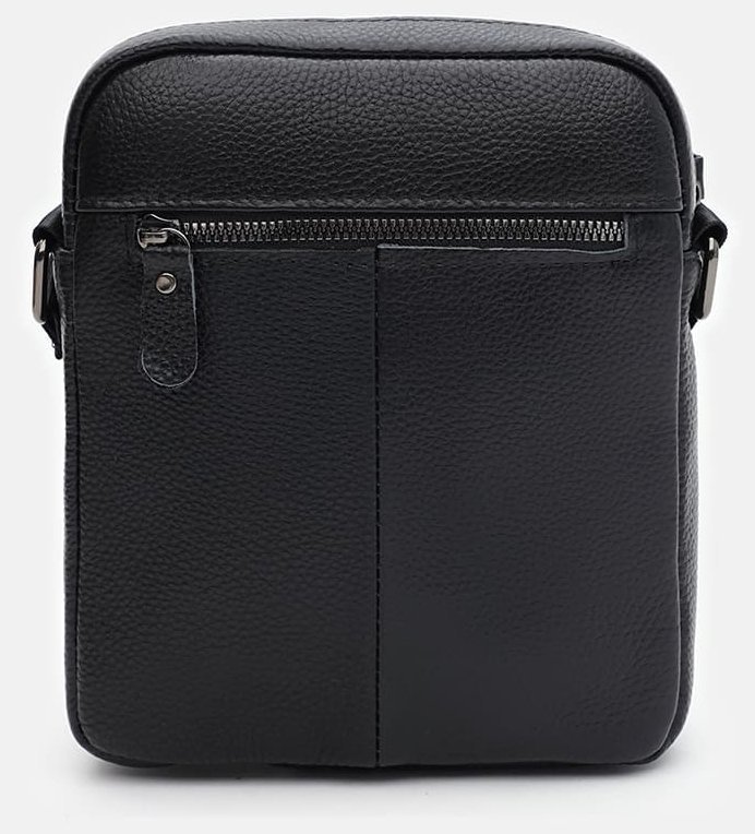 Чоловіча шкіряна сумка з 1 містким відділенням через плече Borsa Leather 104520 чорного кольору modnotak фото №3