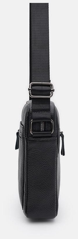 Чоловіча шкіряна сумка з 1 містким відділенням через плече Borsa Leather 104520 чорного кольору modnotak фото №4