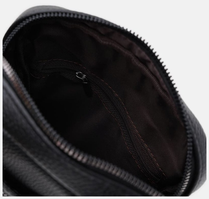 Чоловіча шкіряна сумка з 1 містким відділенням через плече Borsa Leather 104520 чорного кольору modnotak фото №5