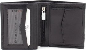 Чоловіче чорне портмоне невеликого розміру з гладкої шкіри Karya (18295)