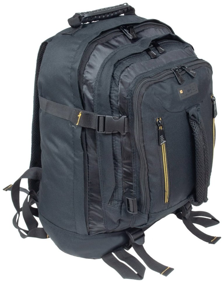 Вместительный мужской рюкзак из прочного полиэстера JCB BP18 черный с желтым акцентом 94520 modnotak фото №2