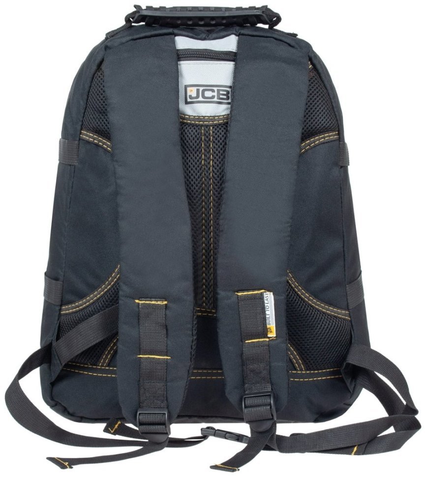 Вместительный мужской рюкзак из прочного полиэстера JCB BP18 черный с желтым акцентом 94520 modnotak фото №4