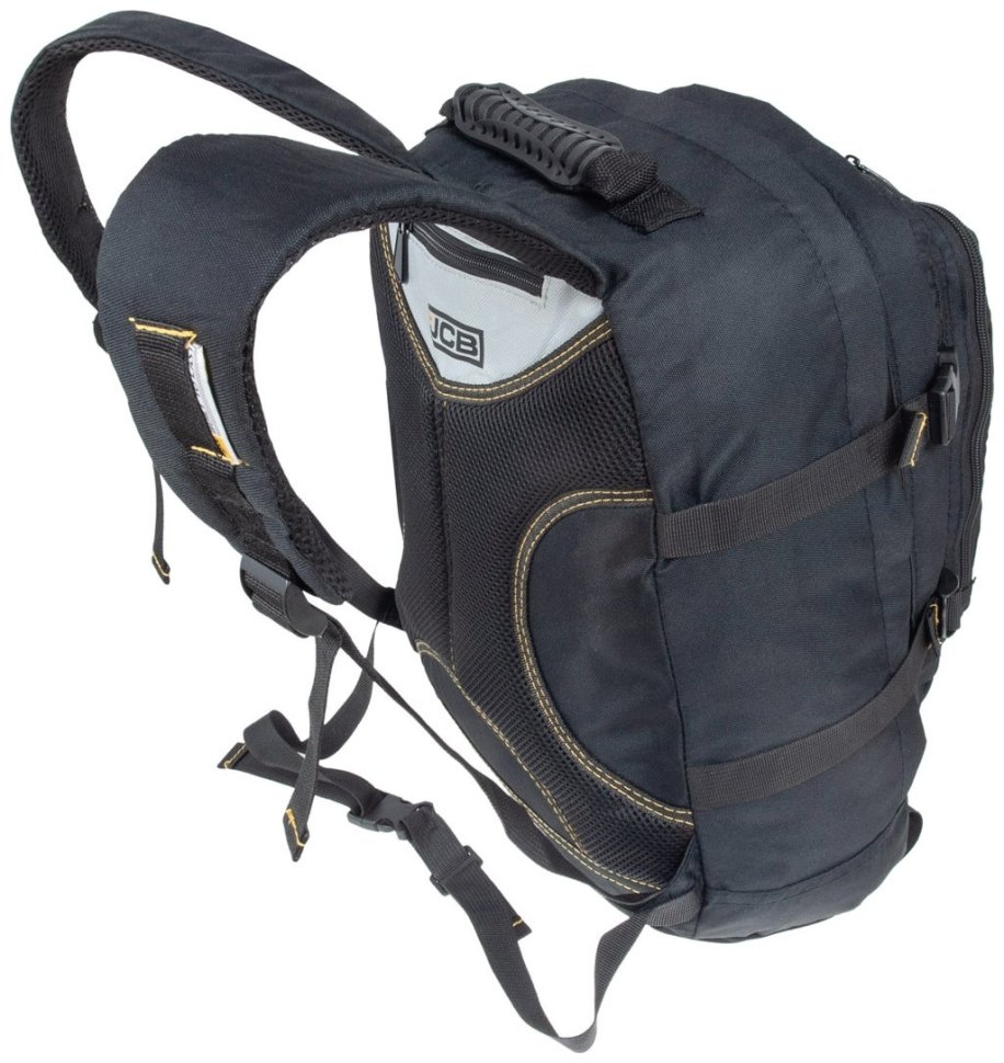 Вместительный мужской рюкзак из прочного полиэстера JCB BP18 черный с желтым акцентом 94520 modnotak фото №6