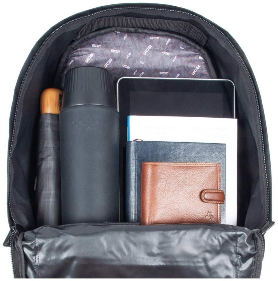 Вместительный мужской рюкзак из прочного полиэстера JCB BP18 черный с желтым акцентом 94520 modnotak фото №12