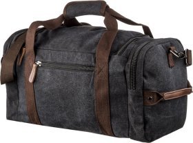 Чорна дорожня сумка з текстилю на блискавичної застібці Vintage (20192)