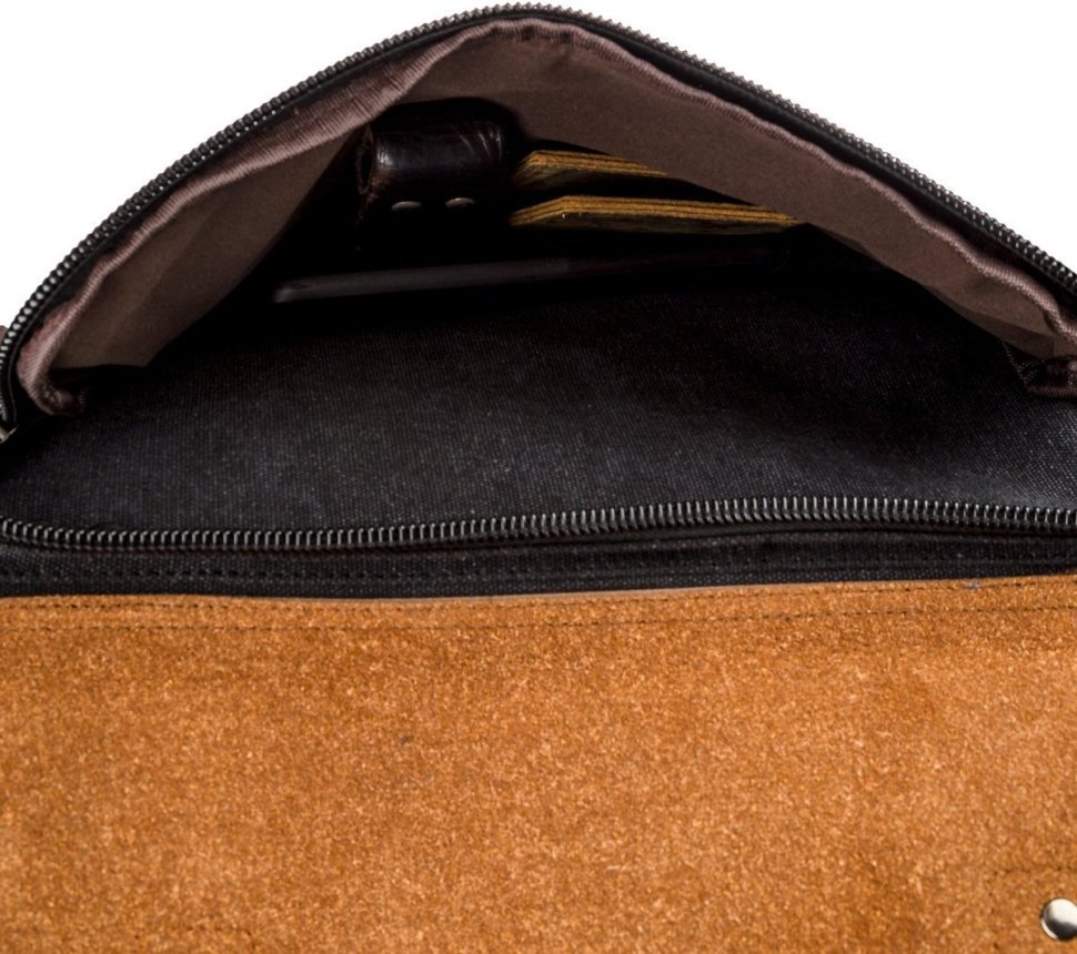 Чорна дорожня сумка з текстилю на блискавичної застібці Vintage (20192)