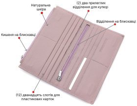 Темно-розовый женский купюрник из мелко-зернистой кожи на магнитах ST Leather (19098)