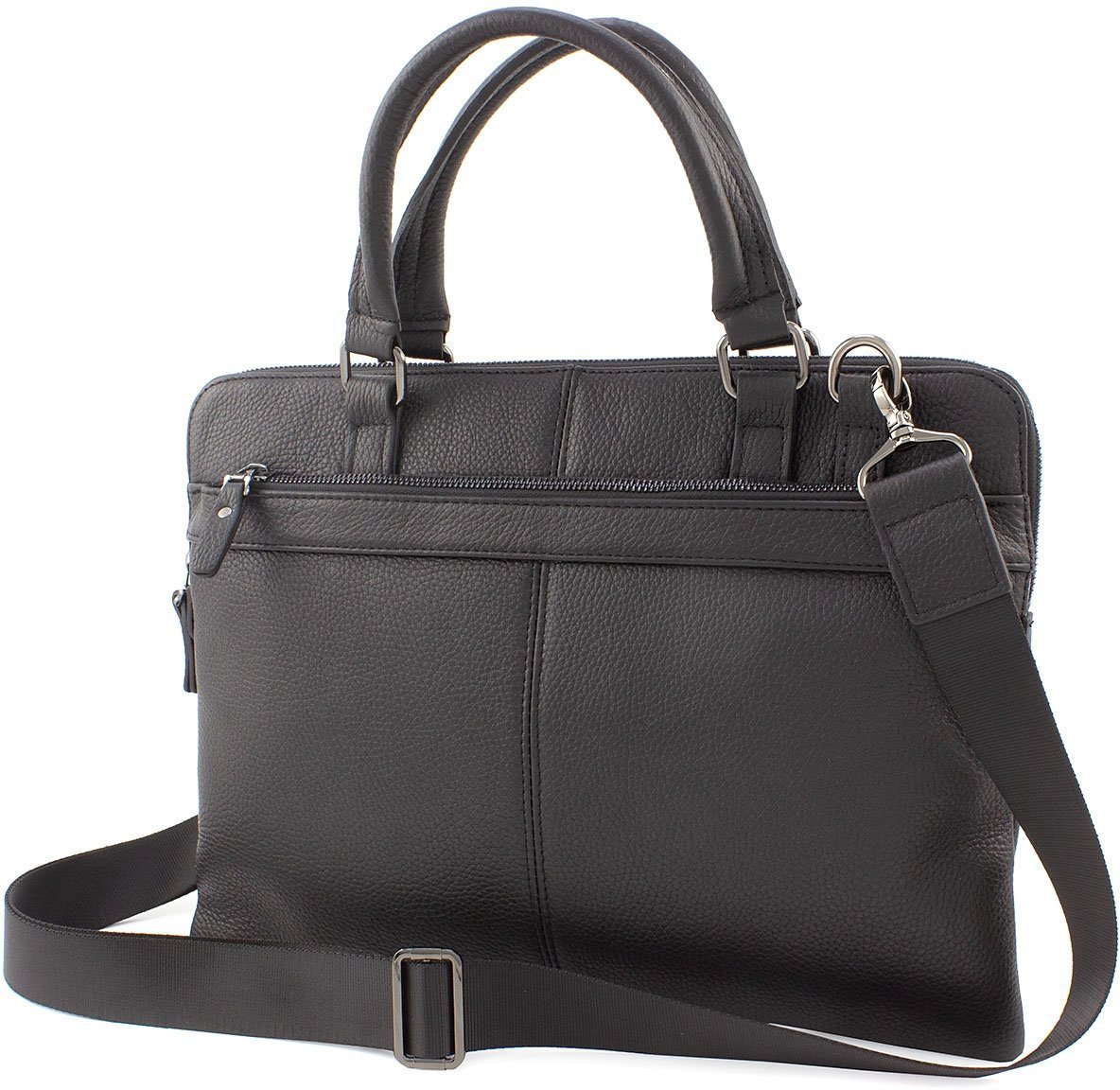Кожаная деловая сумка черного цвета с ручками Leather Collection (11140)