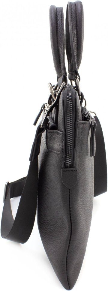 Шкіряна ділова сумка чорного кольору з ручками Leather Collection (11140)