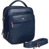 Темно-синя чоловіча сумка-барсетка з фактурної шкіри невеликого розміру DESISAN (19111) - 2