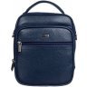 Темно-синяя мужская сумка-барсетка из фактурной кожи небольшого размера DESISAN (19111) - 1