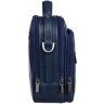 Темно-синяя мужская сумка-барсетка из фактурной кожи небольшого размера DESISAN (19111) - 3