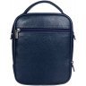 Темно-синя чоловіча сумка-барсетка з фактурної шкіри невеликого розміру DESISAN (19111) - 4