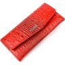 Червоний жіночий гаманець із фактурної шкіри під крокодила з клапаном KARYA (2421106) - 1