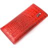 Красный женский кошелек из фактурной кожи под крокодила с клапаном KARYA (2421106) - 2