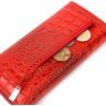 Красный женский кошелек из фактурной кожи под крокодила с клапаном KARYA (2421106) - 6
