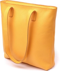 Крупна жіноча сумка-шоппер із натуральної шкіри жовтого кольору Shvigel (16358)
