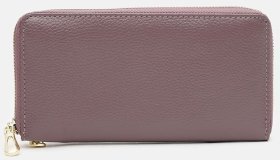 Темно-пудровий жіночий шкіряний гаманець на блискавці Borsa Leather 65320