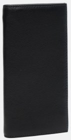 Длинный мужской кожаный купюрник черного цвета на магнитах Ricco Grande 65420