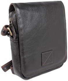Кожаная мужская сумка через плечо с клапаном на магните Ashwood Jerry коричневого цвета 95420