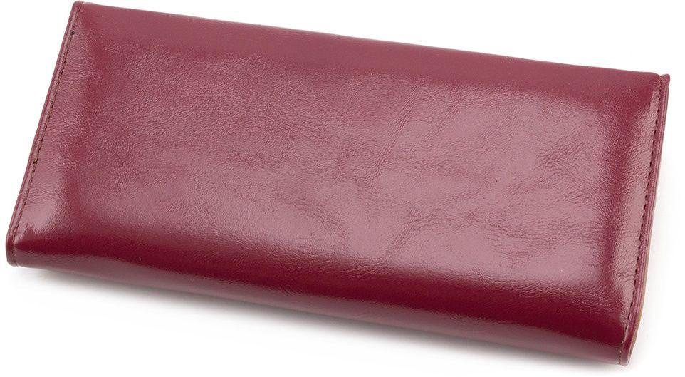 Бордовий гаманець зі шкірозамінника на кнопці Kivi (17935)