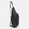 Недорогая кожаная мужская сумка-слинг из натуральной черной кожи Keizer (21409) - 5