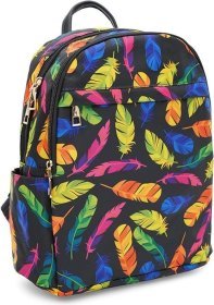 Текстильный женский рюкзак с ярким принтом Перья - Monsen (56020)