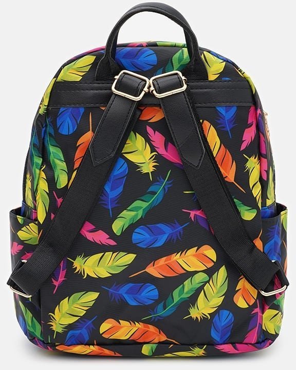 Текстильный женский рюкзак с ярким принтом Перья - Monsen (56020)