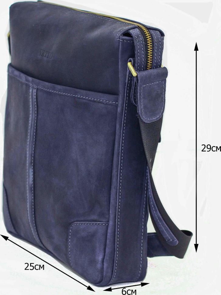 Стильная сумка планшет синего цвета из винтажной кожи Крейзи VATTO (11662)