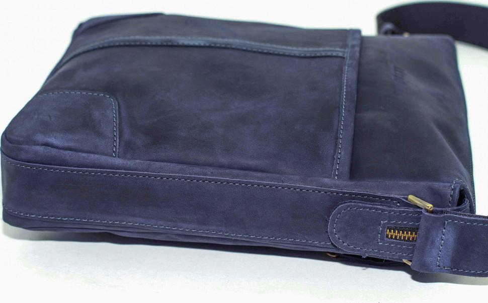 Стильна сумка планшет синього кольору з вінтажній шкіри Крейзі VATTO (11662)